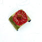 Tribute to Frida Kahlo "She Wore Red Flowers" Brass & Glass Cuff with Clasp