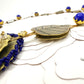 Tribute to Frida Kahlo "La Casa Azul' Brass & Glass Statement Necklace with Pierced Images on Reverse