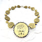 Tribute to Frida Kahlo "La Casa Azul' Brass & Glass Statement Necklace with Pierced Images on Reverse