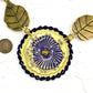 Tribute to Frida Kahlo "La Casa Azul' Brass & Glass Statement Necklace with Pierced Images on Reverse