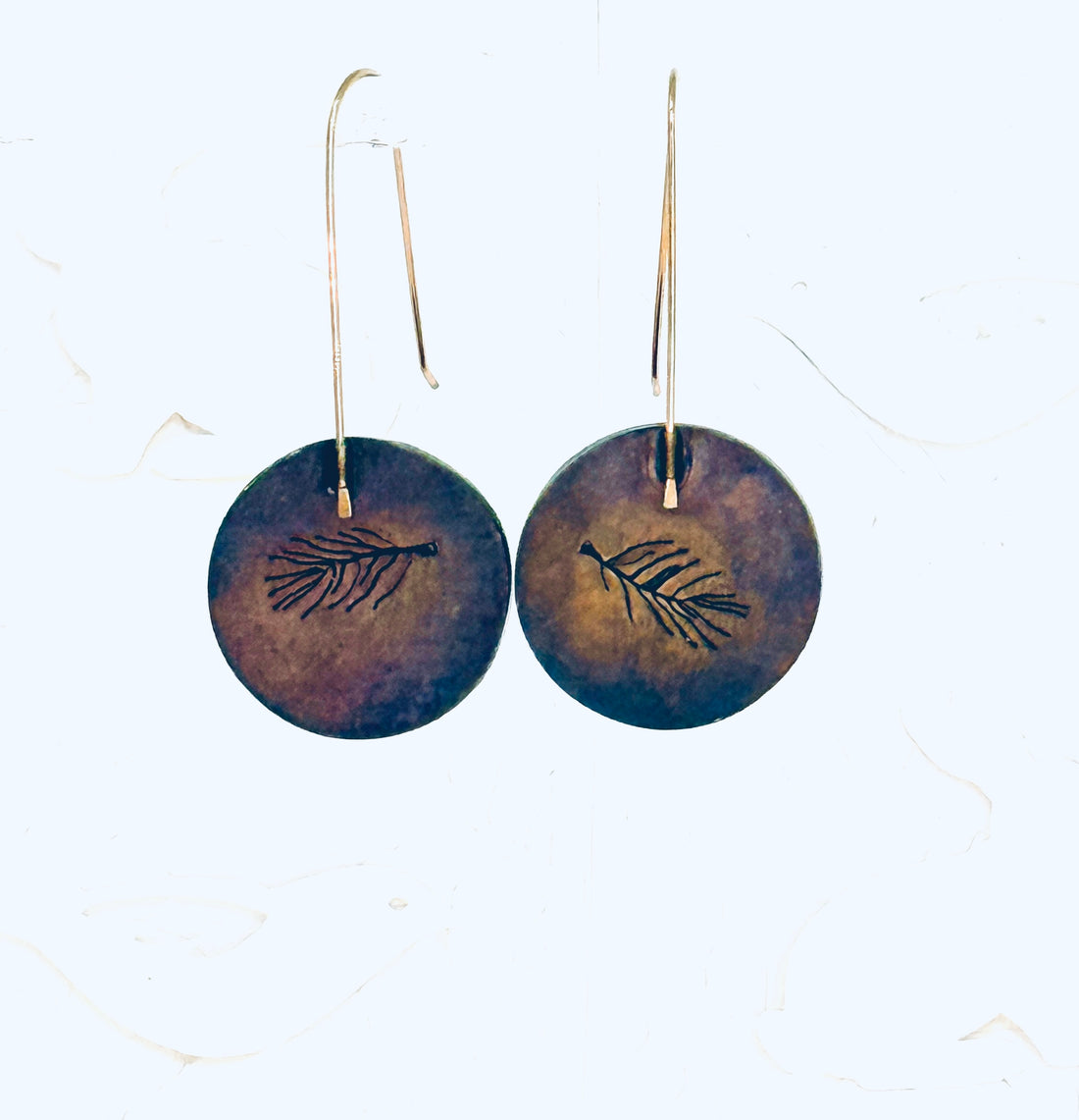 Tribute to Women of Craft (REVERSIBLE) Vintage Celluloid Pinecone Button/Brass Earrings