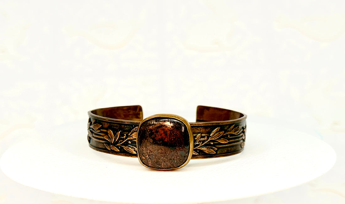 Tribute to Women of Craft Native Copper Stone & Bronze Cuff