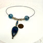 Tribute to Women of Craft Silver, Blue Chrysocolla, Vintage Enameled Necklace