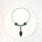 Tribute to Women of Craft Silver, Blue Chrysocolla, Vintage Enameled Necklace