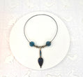 Tribute to Women of Craft Silver, Blue Chrysocolla, Vintage Enameled Necklace
