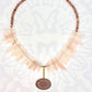 Tribute to Dolly Parton Druzy Rose Quartz & Pink Moonstone Brass "Guitar" Necklace (REVERSE Image)