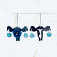 Tribute to RBG "My Body My Choice" Recycled Copper & Blue Flower Uterus Earrings
