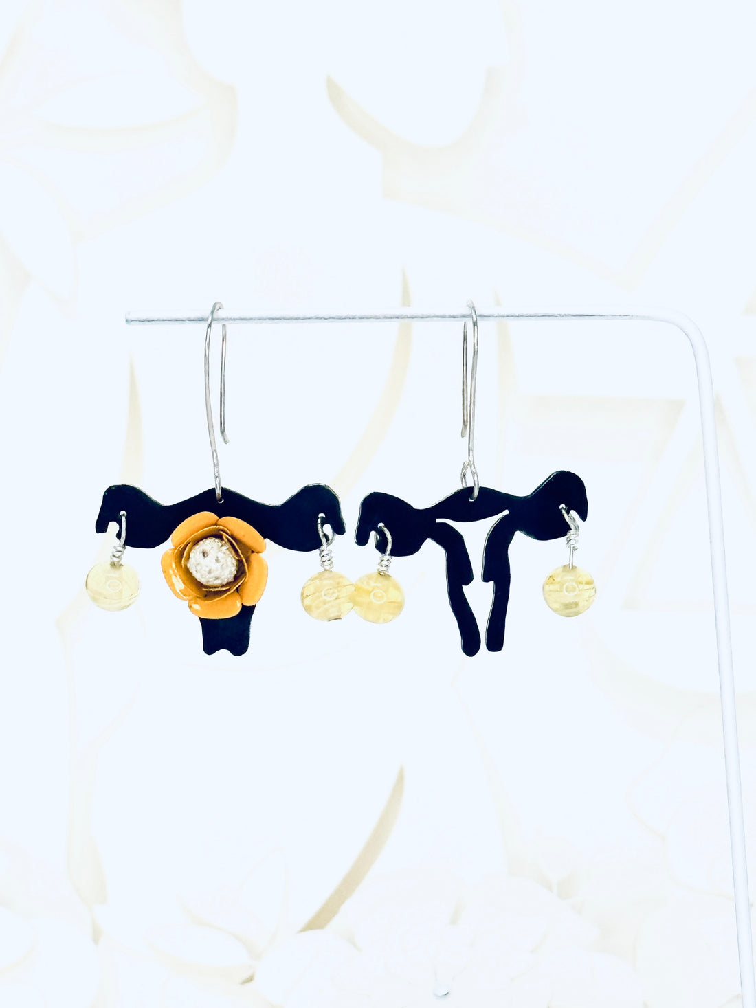Tribute to RBG "My Body My Choice" Recycled Copper & Yellow Flower Uterus Earrings
