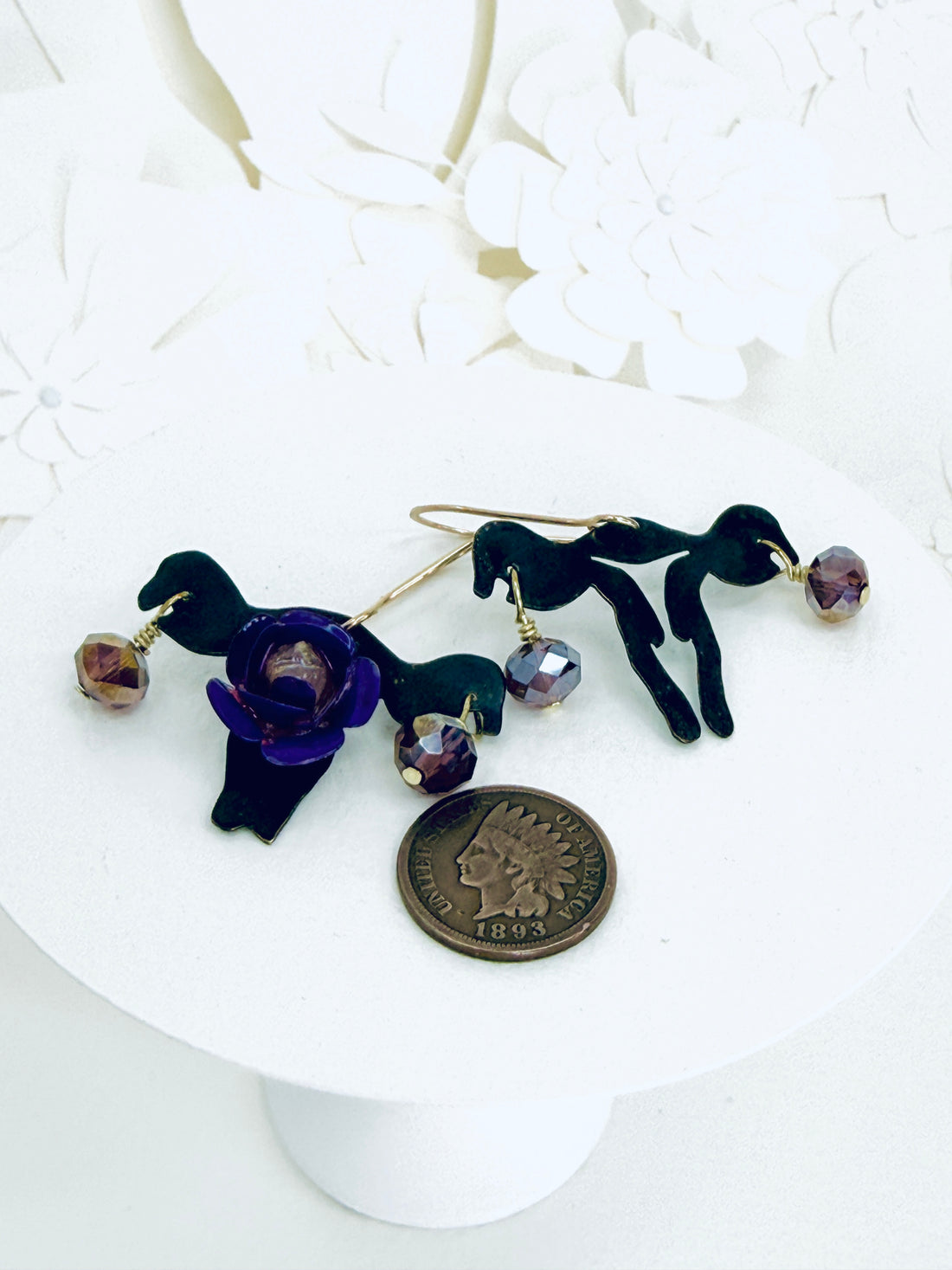 Tribute to RBG "My Body My Choice" Recycled Copper & Purple Flower Uterus Earrings