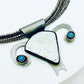 Tribute to RBG "My Body My Choice" White Turquoise, Steel, & Silver Uterus Necklace