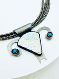 Tribute to RBG "My Body My Choice" White Turquoise, Steel, & Silver Uterus Necklace