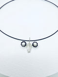 Tribute to RBG "My Body My Choice" White Button Pearl & Silver Uterus Necklace