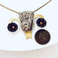 Tribute to RBG "My Body My Choice" Petrified Palm Wood & Chocolate Pearl Uterus Necklace