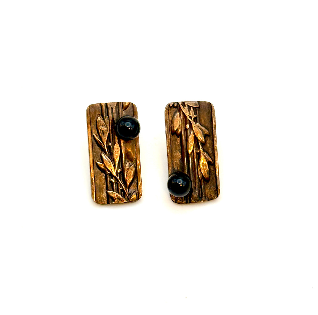 Tribute to Women of Craft Black Onyx and Bronze Earrings