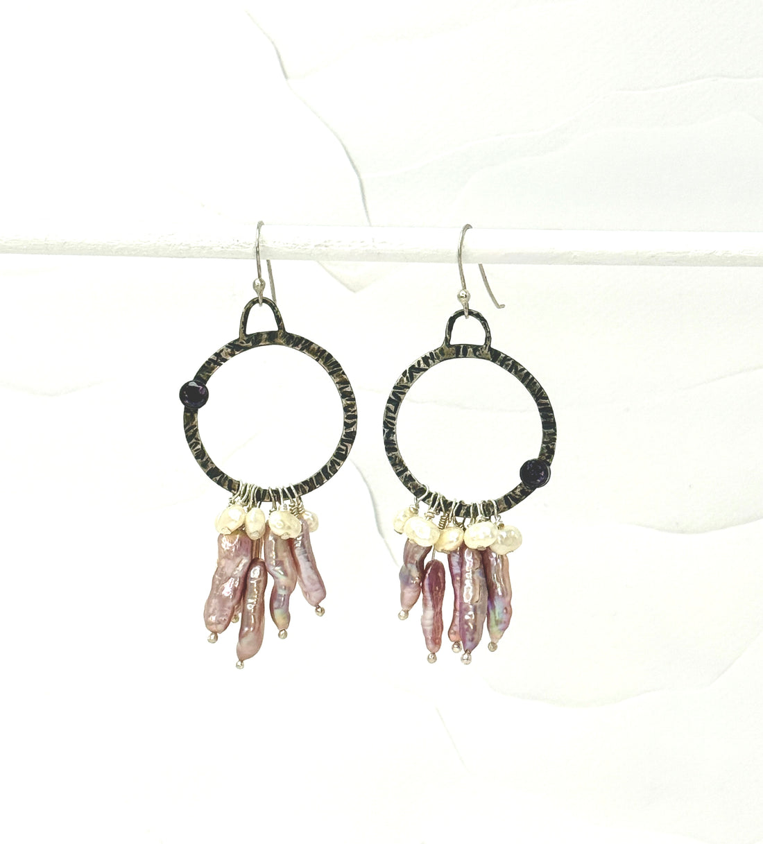 The Nature Collection Lavender Biwa Pearl, Amethyst, and Sterling Silver Earrings