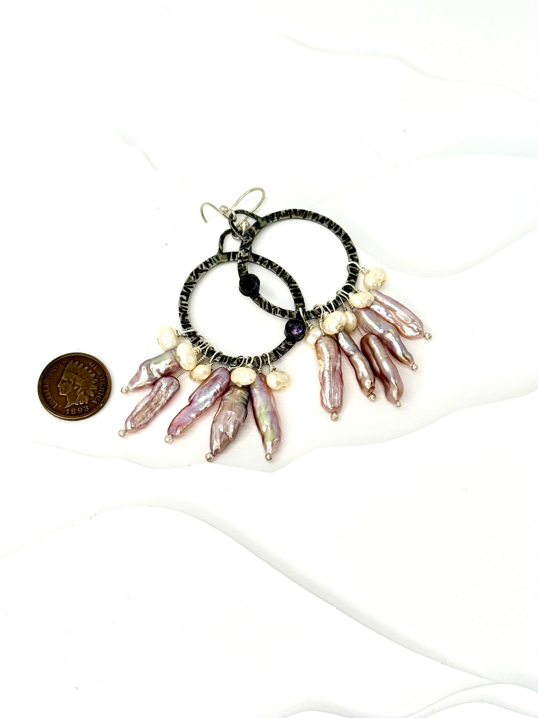 The Nature Collection Lavender Biwa Pearl, Amethyst, and Sterling Silver Earrings
