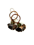 Resilience of the Ginkgo Hand Engraved Copper and Smoky Grey Glass Earrings