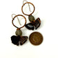 Resilience of the Ginkgo Hand Engraved Copper and Smoky Grey Glass Earrings