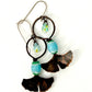 Resilience of the Ginkgo Hand Engraved Copper and Green-Aqua Bead Earrings