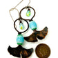 Resilience of the Ginkgo Hand Engraved Copper and Green-Aqua Bead Earrings