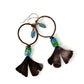 Resilience of the Ginkgo Hand Engraved Copper & Blue Green/Gold Glass Bead Earrings.