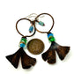 Resilience of the Ginkgo Hand Engraved Copper & Blue Green/Gold Glass Bead Earrings.
