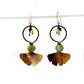 Resilience of the Ginkgo Engraved, Flame Patina Copper & Multicolor Bead Earrings