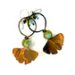 Resilience of the Ginkgo Engraved, Flame Patina Copper & Multicolor Bead Earrings