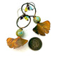 Resilience of the Ginkgo Engraved, Flame Patina Copper & Multicolor Bead Earrings