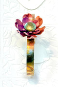 Tribute to Women of Craft Flame Patina Recycled Copper Cuff with Vintage Flower Button