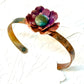 Tribute to Women of Craft Flame Patina Recycled Copper Cuff with Vintage Flower Button