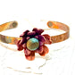 Tribute to Women of Craft Flame Patina Recycled Copper Cuff with Vintage Flower Button