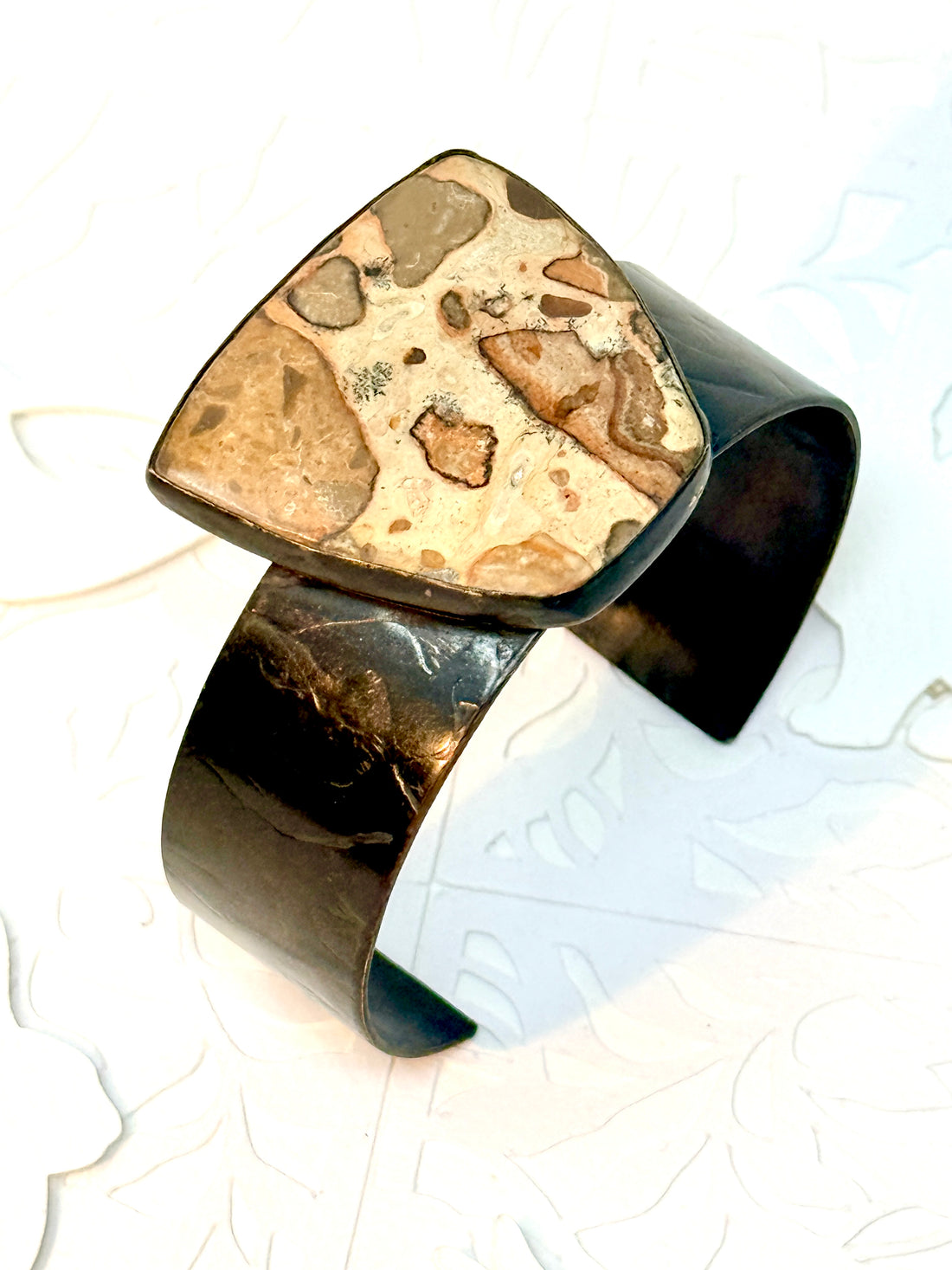 Resilience of the Ginkgo African Map Jasper and Brass Cuff