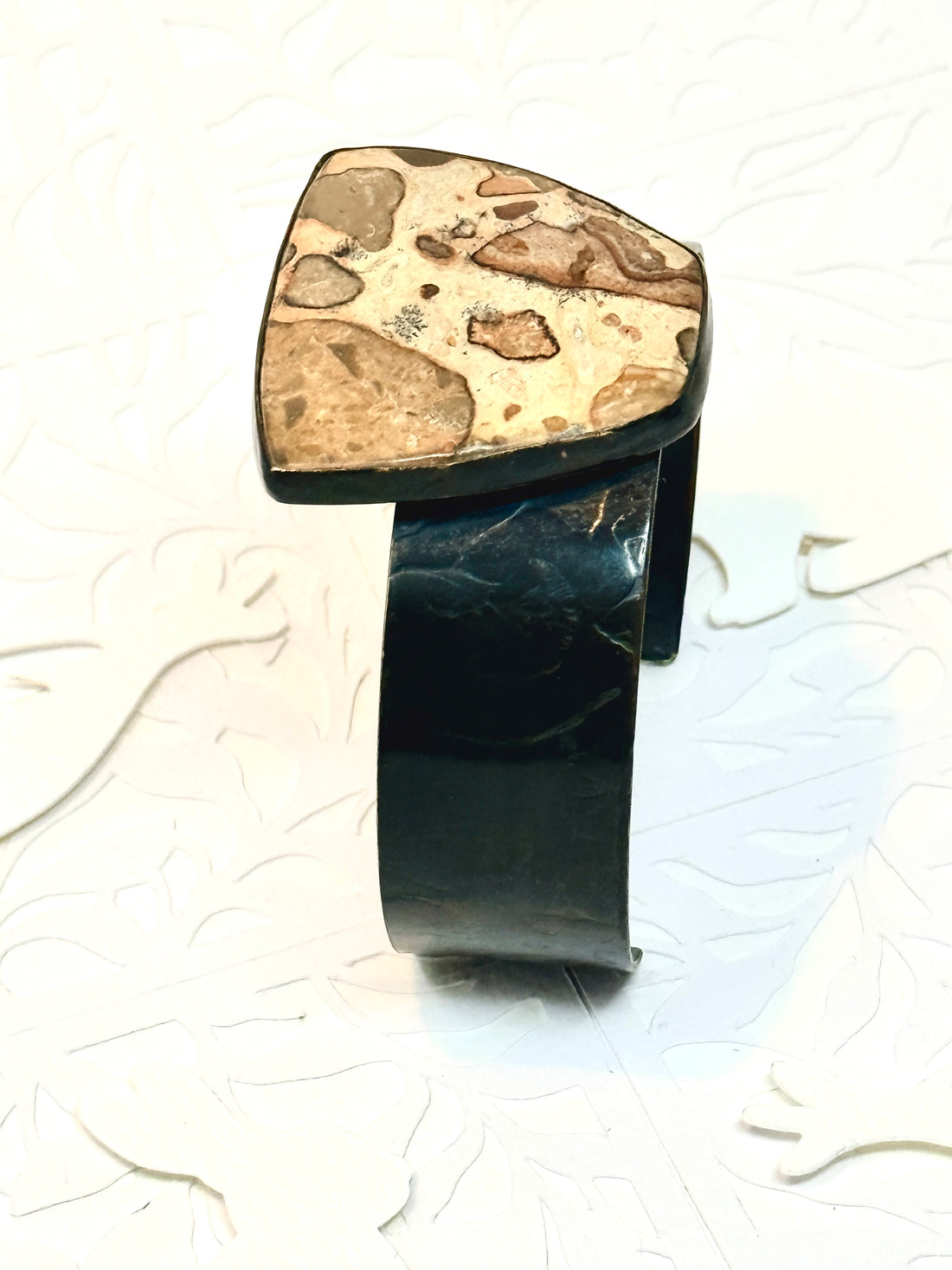 Resilience of the Ginkgo African Map Jasper and Brass Cuff