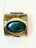 Tribute to Women of Craft Hammered Copper & Azurite Chrysocolla Suede-Lined Cuff