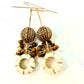 The Nature Collection Natural Sea Urchin, Brass, Woodgrain Jasper, & Vintage Bead Earrings