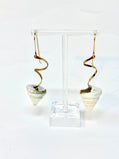 The Nature Collection Natural Pearl Cone Shell, Brass, & Metallic Microbead Earrings
