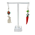 Tribute to Women of Craft Sterling Silver Rabbit, Lampwork Bead & Glass Carrot Earrings