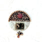 Tribute to Women of Craft Rhodonite, Steel, & Handwoven Fabric Brooch