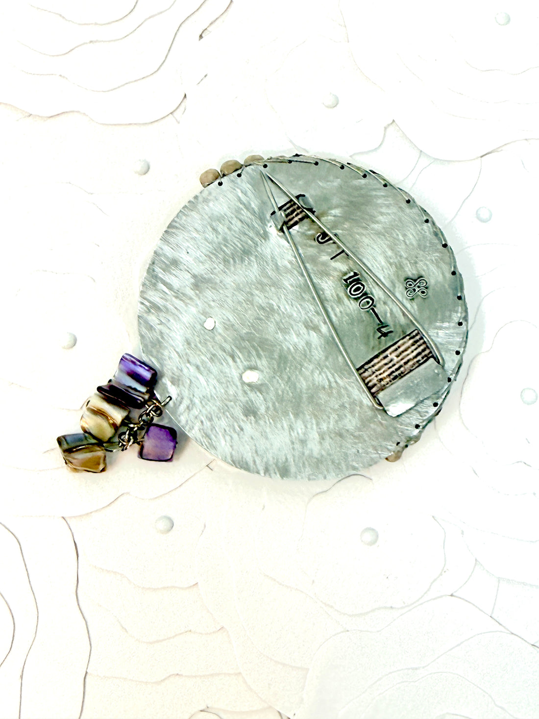 Tribute to Women of Craft Rhodonite, Steel, & Handwoven Fabric Brooch