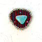 Tribute to Women of Craft Turquoise, Metallic Bead, & Handwoven Fabric Brooch