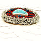 Tribute to Women of Craft Turquoise, Metallic Bead, & Handwoven Fabric Brooch