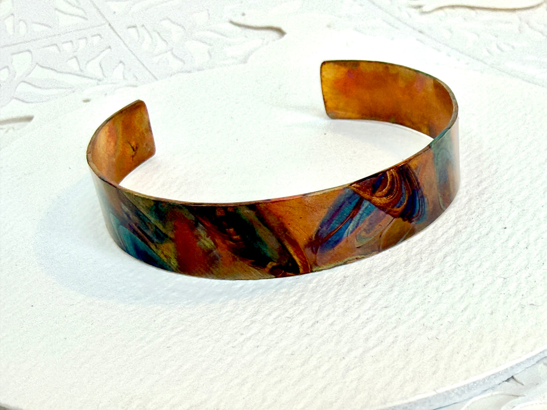 Tribute to Women of Craft Flame Patina Copper Cuff