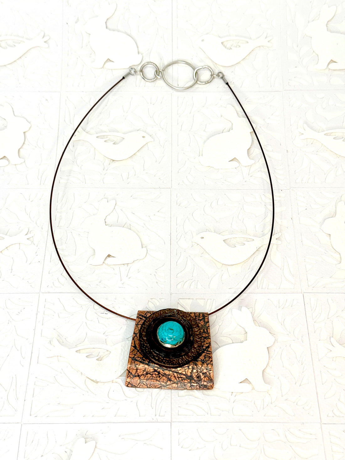 Tribute to Women of Craft Copper, Turquoise & Vintage Button Necklace