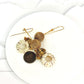 The Nature Collection Natural Sea Urchin, Brass, Woodgrain Jasper, & Vintage Bead Earrings