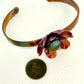 Tribute to Women of Craft Flame Patina Recycled Copper Cuff with Vintage Flower Button