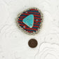Tribute to Women of Craft Turquoise, Metallic Bead, & Handwoven Fabric Brooch